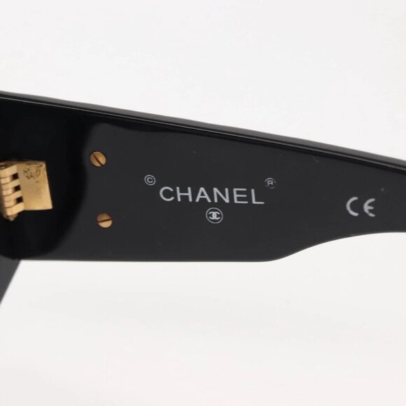 CHANEL COCO Mark Matelasse Sunglasses plastic Black CC Auth SW1681 - Picture 8 of 15
